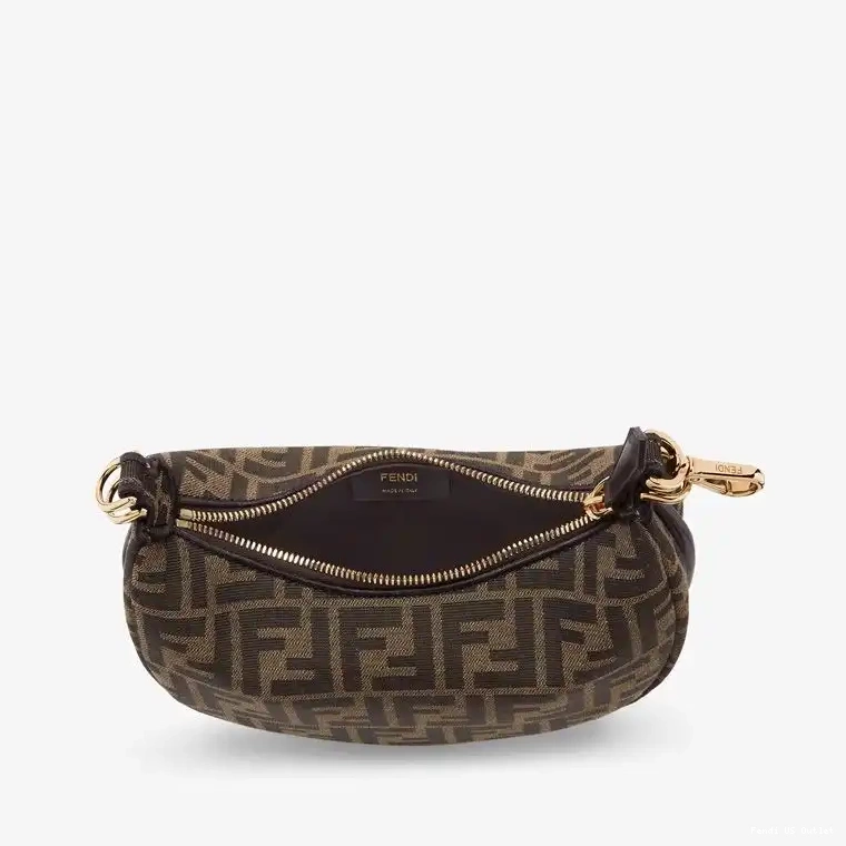 Affordable HOT Fendigraphy Bag In Brown Hobo FF Fabric Fendi Motif Mini 0626